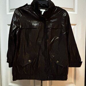 NWT Chico’s Lightweight Shiny Jacket – Size 0 – Zip-In Hood –